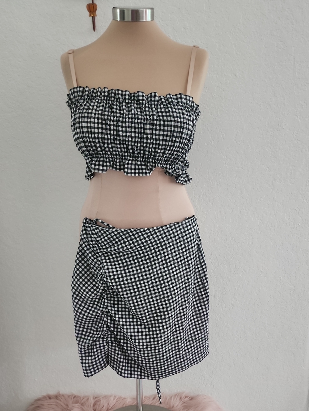 ZARA | Women's Gingham Skirt And Top Set